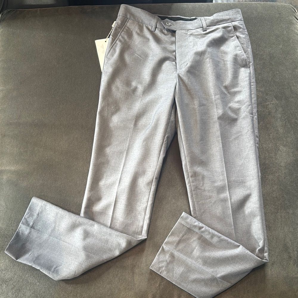 Men's Mogu Gray Slim Fit Flat Front Dress Pants Size 29 NWT